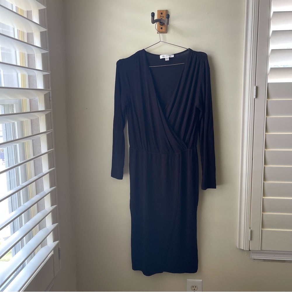 Amour Vert Black Long Sleeve Modal Dress